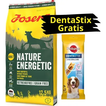 Krmivo pro psa JOSERA Nature Energetic - Grain Free 12,5kg + DentaStix GRATIS!