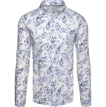 Dstreet Atraktivní bílá košile s modrým listovým vzorem