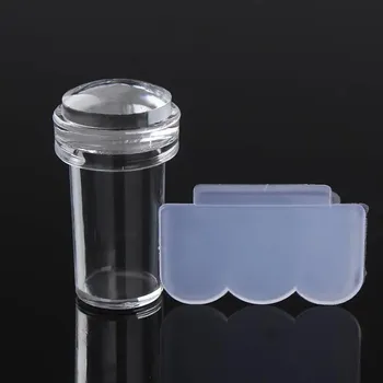 Průhledné silikonové razítko na nehty se škrabkou pro zdobení | razítko, nehtové nástroje - 03 1 sada