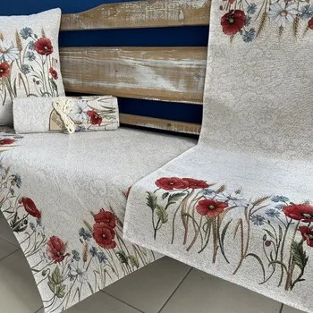 Povlak na dekorativní polštářek Tegatex Gobelínový ubrus - Vlčí máky s obilím Velikost: 40*100 cm