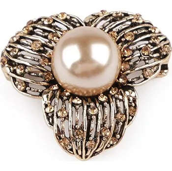 Brož Brož s broušenými kamínky a perlou - 1 růžové zlato