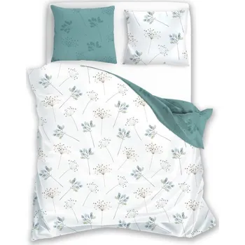 Povlečení Bavlněné&nbsp;povlečení COTTAGE HOME 019&nbsp;220x200 cm + 2x 70x80 cm bílé/tyrkysové