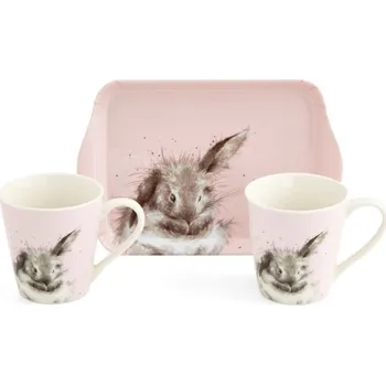 Wrendale Portmeirion Bathtime set 2ks hrnků 0,18l s táckem 21x14cm s králíčkem