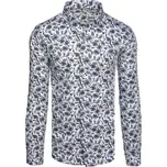 Dstreet Atraktivní bílá košile s květinovým modrým vzorem