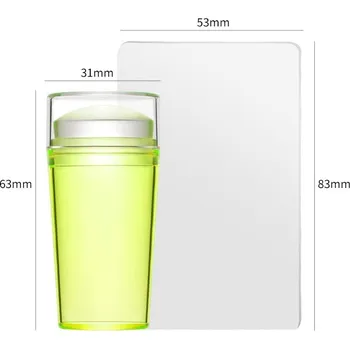 Průhledné silikonové razítko na nehty se škrabkou pro zdobení | razítko, nehtové nástroje - Žlutá sada