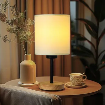 Lampička Brilagi - Stolní lampa NUBILA WOOD 1xE27/25W/230V dub/černá/krémová