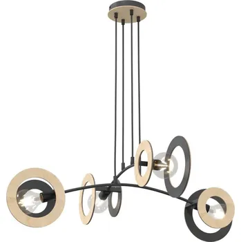 Lustr na lanku SKIVA 4xE27/15W/230V černá/béžová