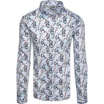 Dstreet Jedinečná modrá pánská košile se vzorem