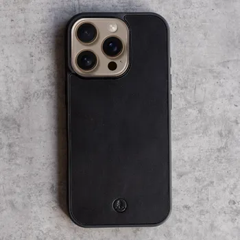 Pouzdro na mobilní telefon MagSafe KOŽENÝ KRYT NA iPhone - ČERNÝ iPhone 15 PRO Max Vidra Brand
