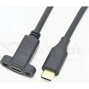 Elektronická stavebnice LaskaKit_cz Prodlužovací USB-C kabel male / female do panelu 30cm