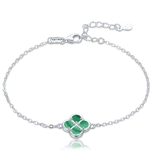 2244 MINET Stříbrný náramek čtyřlístek s malachitem