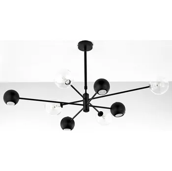 Jupiter 1996 - Lustr na tyči MOKA 4xGU10/10W/230V + 4xG9/10W/230V černá/čirá