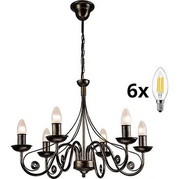 Brilagi - LED Lustr na řetězu STEFANO 6xE14/40W/230V černá patina