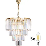 Brilagi - LED Křišťálový lustr na řetězu MOZART 5xE14/40W/230V zlatá