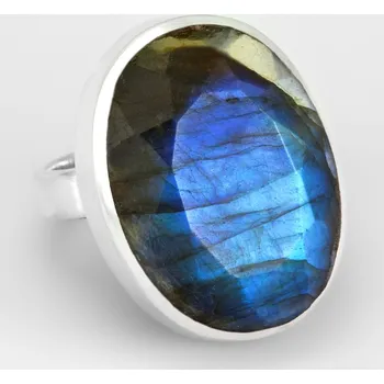 Prsten Velký stříbrný prsten (Ag 925/1000) s broušeným labradoritem QAA, vel. kamene cca 25 x 20 mm (LB9083R)