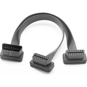 Autodiagnostika OBD2 16 pin MALE - FEMALE 2x30 cm, 60 cm rozdvojka, konektor OBD plně zapojen (OBD FEMALE 60 cm M - F - F)