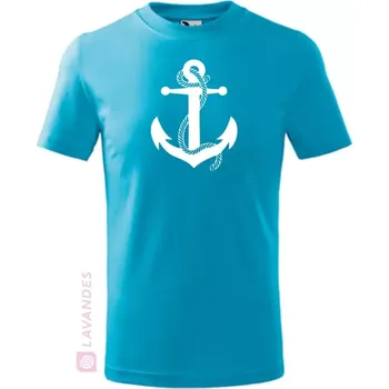 Dívčí tričko Kotva velká, dětské, tyrkys, 110 (Dětské tričko pro vodáky)