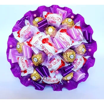 umělá květina Ateliér Confetti Kytice z bonbonů - Dáša Barva: Fialová