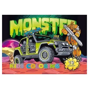 Set školních potřeb Kolorowanka A4 18 obrazków Potworne samochody