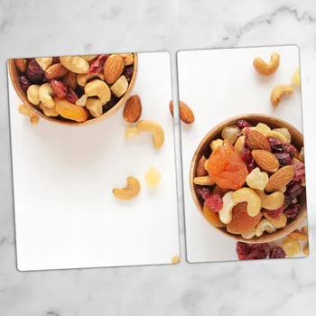 Obraz Tvrzené Skleněné Kuchyňské Desky s Grafikou 2 Kusy Sušené Ovoce 40x52 cm a 30x52 cm