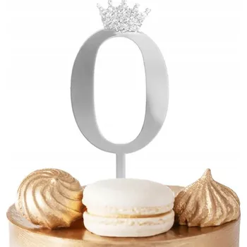 Jedlá dekorace na dort ZÁPICH DO DORTU ČÍSLICE ČÍSLICE 0 STŘÍBRNÁ ZRCADLOVÁ NA NAROZENINOVOU OSLAVU