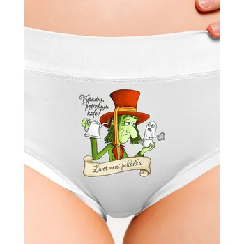 Souprava dámského spodního prádla Bastard Potřebuju kafe! – Život není pohádka dámské kalhotky White