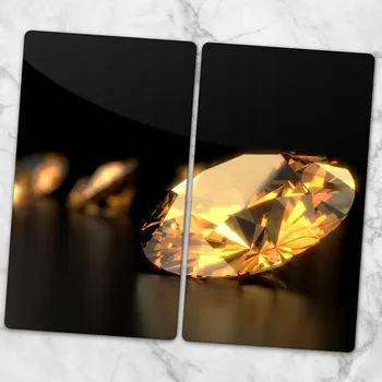 Obraz Skleněné kuchyňské desky na krájení s ozdobnou grafikou Žluté Diamanty 2x30x52