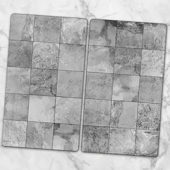 Obraz Sada dvou skleněných kuchyňských desek Tmavé čtvercové dlaždice 2x30x52 cm