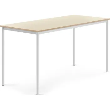 Jídelní stůl Stůl BORÅS, 1800x800x900 mm, bílé nohy, HPL deska, bříza