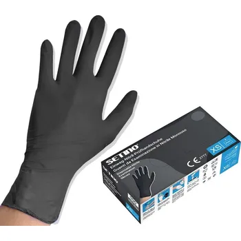 Vyšetřovací rukavice SETINO nitrilové rukavice - černé Velikost: S