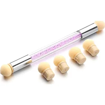 Štětec na gelové nehty a nail art s výměnnou houbičkou | nástroj na manikúru, pomůcka na nehty - Fialová 5ks