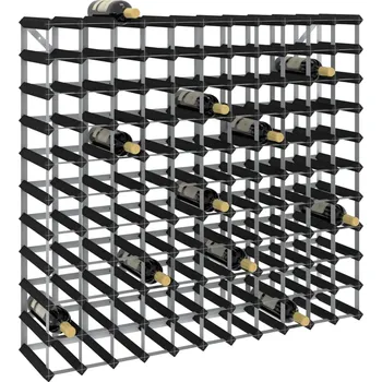 Stojan na víno na 120 lahví černý masivní borové dřevo IM_325917