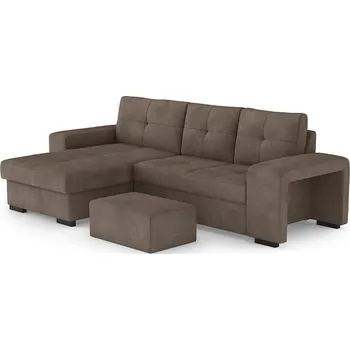 Sedací souprava Rozkládací sedačka s úložným prostorem a taburetem PALERMO hnědá levá