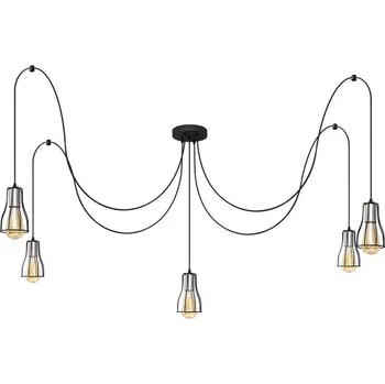 Lustr na lanku TUBE LONG 5xE27/15W/230V černá/chrom