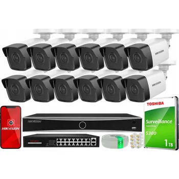 Bezpečnostní kamera IP monitorovací sada 12x DS-2CD1041G0-I/PL(2.8MM) 4MPx Aplikace Hikvision