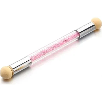 Štětec na gelové nehty a nail art s výměnnou houbičkou | nástroj na manikúru, pomůcka na nehty - růžová 1 ks