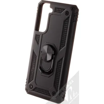 Pouzdro na mobilní telefon 1Mcz Shield Ring pouzdro pro Samsung Galaxy S21, černá