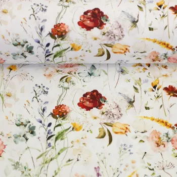 SWAFING Bavlněná látka Tarrenz květiny na bílé