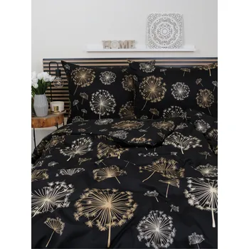 Povlečení Prodloužené saténové povlečení - Pampelišky černé