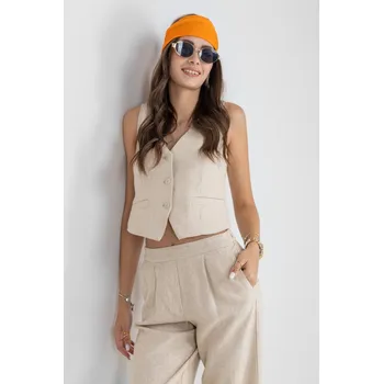 Dámská vesta Jacqueline de Yong Maya béžová XS