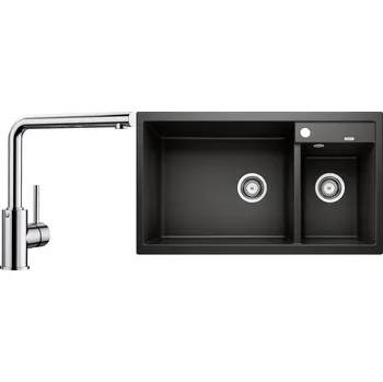 Granitový dřez Set RS Blanco Metra 9+ Blanco Mila (černá + chrom)