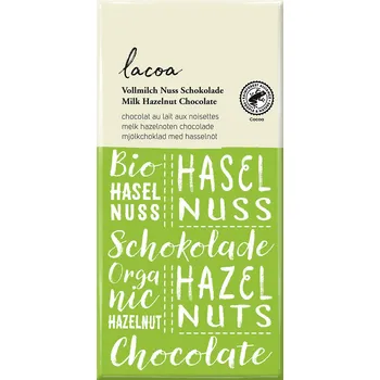 Čokoláda !X! Čokoláda mléčná s lískovými oříšky 80 g BIO LACOA