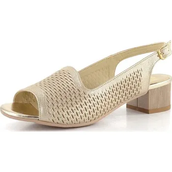 Dámské sandále Barton metalické sandály na podpatku světle zlaté 25142 - 42 | P696174