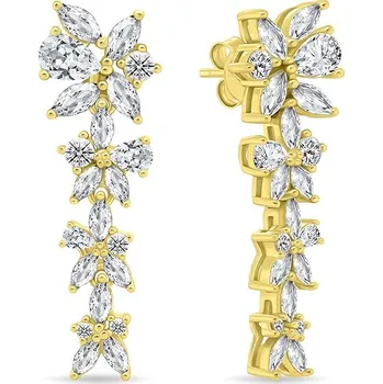 Náušnice Brilio Silver Pozlacené visací náušnice s čirými zirkony Kytičky EA1159Y (Ag925/1000, 6,58 g)