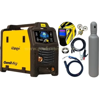 Svářečka Kowax GeniMig 240DP LCD + hořák 4m + sv. kabely 3 + samostmívací kukla KWX3 + tlaková láhev CO2 8L naplněná + redukční ventil CO2 2 manometry + kladky posuvu na hliník \"U\"0,8/1,0 mm + teflonový bowden na hliník + hadice na plyn s rychlospojkou