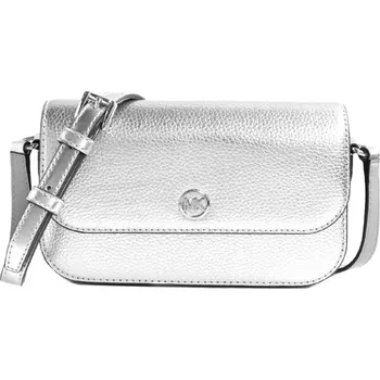Kožená crossbody kabelka Michael Kors sm flap stříbrná