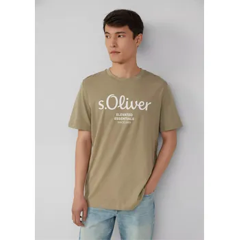 s.Oliver pánské basic triko s nápisem khaki světlé Velikost: L