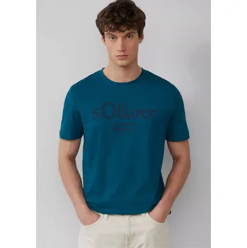 Oblečení a móda s.Oliver pánské basic triko s nápisem petrolejové Velikost: M