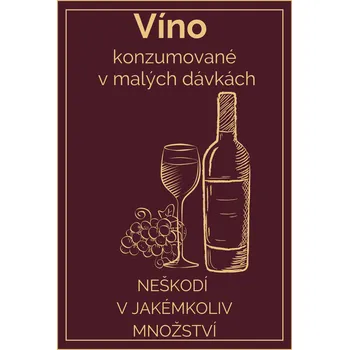 Plechová cedule Plechová retro cedule - Víno konzumované v malých dávkách Provedení: Dibond: 20 x 15 cm