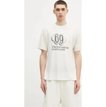 Bavlněné tričko Aries Destroyed 69 SS Tee béžová barva, s potiskem, AR6006903, S, 01X